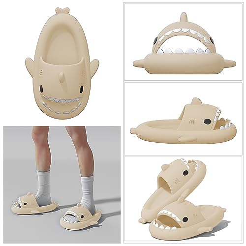 Image of XPKWS Shark Slides for Women and Men Unisex Cloud Slippers Adult Novelty Beach Sandals with Thick Sole