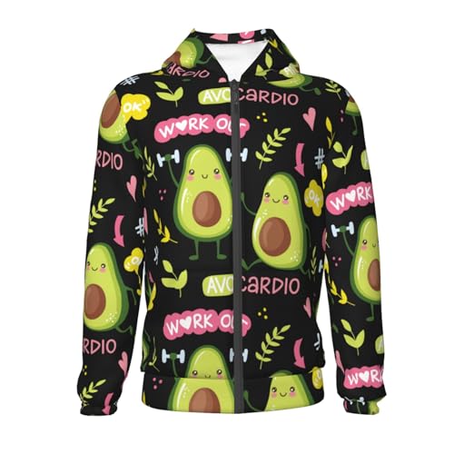 Avocado Work Out Kid Hoodies Boys Zip Up Sweatshirts Girls Pullover with Pocket2