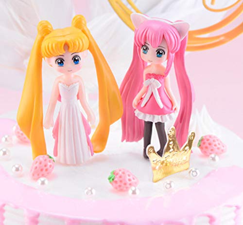 HYSTYLE 6 Pcs Lovely Girl Figurines Toys Mini Figure Collection Playset, Cake Topper Toy Doll Set, Car Doll, Office ornament, Miniature Decorations, Landscape Scenes