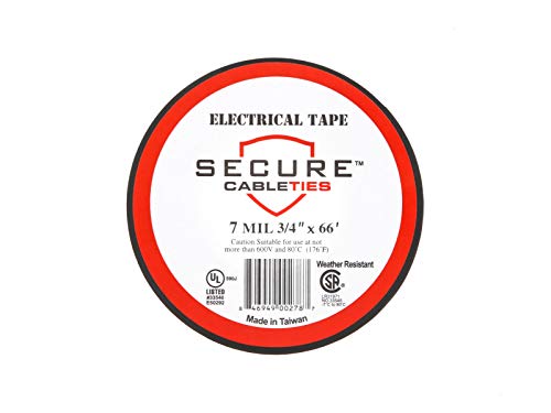 Image of Secure Black Electrical Tape 3 /4 Inch x 66 Feet - Single Roll