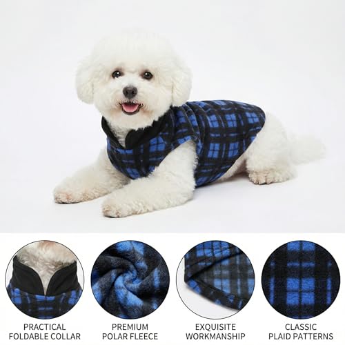 Image of Goaste 6 Pack Fleece Dog Sweaters, Turtleneck Dogs Sweatshirt with Leash Ring, Soft Winter Dogs Clothes, Plaid Dog Outfits Vest for Cats, Assorted Colors (Large)