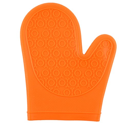 Ruilogod Casa de silicona resistente al calor horno olla titular guante mitt solo naranja