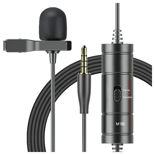 Professional Lavalier Microphone Condenser Mic for Smartphone, Camera