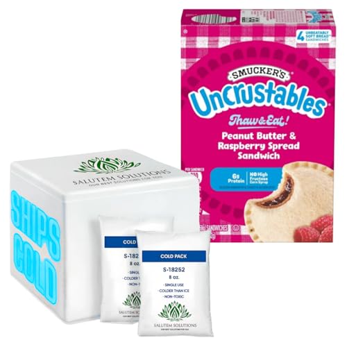 Uncrustables Peanut Butter and Raspberry Sandwich, 4 count (Frozen) - Pack of 16 (total 64 pieces)