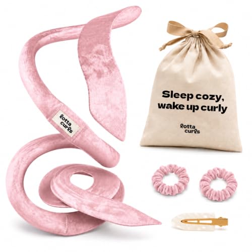 Lotta Curls Lockenband Locken ohne Hitze Rutschfest Bequem Samtstoff 2 Scrunchies 1 Styling Clip (Blush)