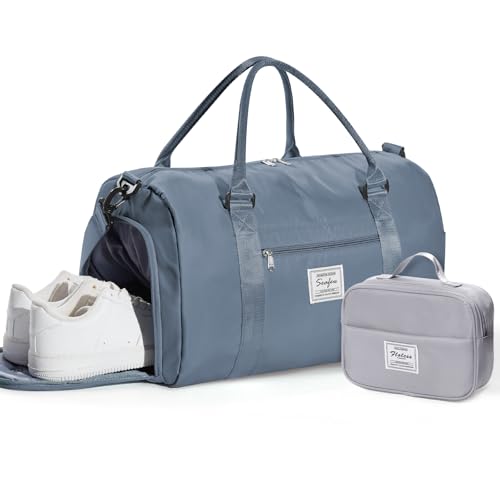 Image of Gym Bag Womens Mens with Shoes Compartment and Wet Pocket Travel Duffel Bags for Women for Plane Sport Gym Tote Bag with Toiletry Bags Waterproof Weekend Overnight Carry on Bag Hospital Holdalls