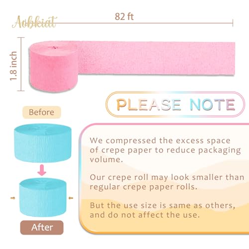 Image of AOBKIAT Birthday Crepe Paper Streamers Party Decorations,5 Rolls Pastel Colorful Streamers for Candyland Theme Baby Shower Wedding Easter Christmas Decorations,1.8 Inch x 82 Ft /Roll