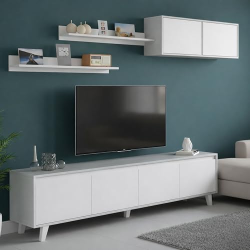 Dmora Parete Attrezzata Vergennes 41x200x50h cm Grigio Cemento 5 Ripiani
