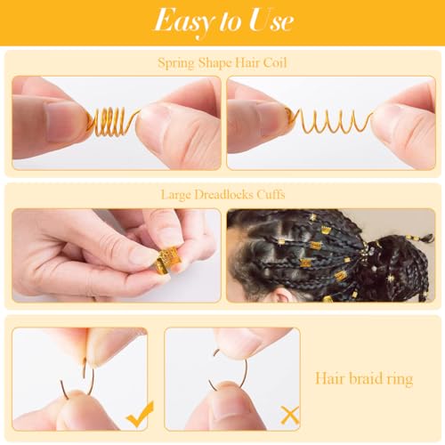Image of PALAY 220 Pcs Alloy Hair Charms Rings Beads for Braids Jewellery