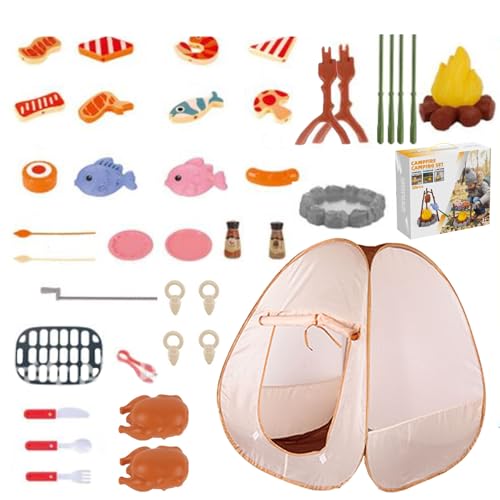 Image of Kids Camping Tent, 39Pcs/Set Fun & Interactive Kids Camping Set with Campfire & Toys Pretend Play Play Tent for Boys Girls Christmas Birthday Gift
