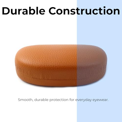 Image of Calabria HC-7 Hard Shell Eye Glasses Case PU Leather Felt Extra Large Sunglass Holder Snap Closure Men Women Neutral Durable