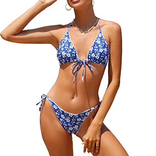 Image of Bikinis Swimsuit Set for Women Swimwear Triangle Bathing Suit Tie String Thong