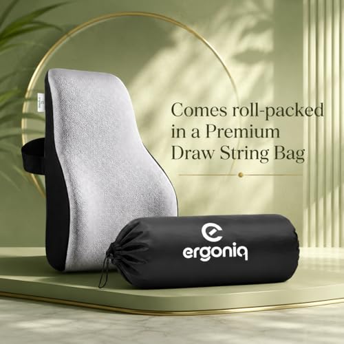 Image of Memory Foam Lumbar Back Support Cushion for Office Chair & Car Seat | Ergonomic Lower Back Pillow for Posture Support & Sitting Comfort | Breathable Cover | 1 Year Warranty (Grey)