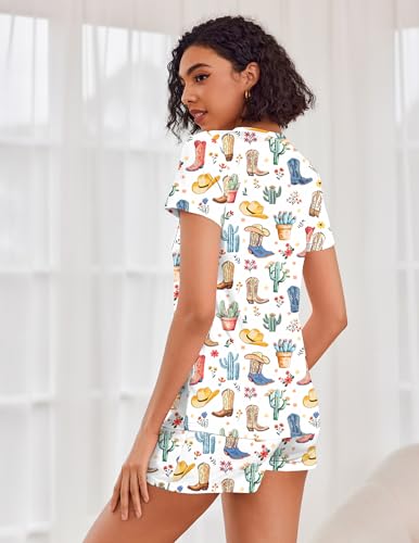 Image of Ekouaer Womens Pajama Sets Shorts Soft 2 Piece Lounge Set with Chest Pocket