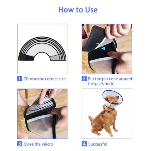 Image of Dog Cone After Surgery, Adjustable Pet Recovery Collar for Dogs and Cats, Plastic Elizabethan Neck E-Collar Stop Licking Wounds (XXS-D)
