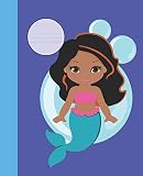  Pretty Pink & Teal Brown Eyed Cute Girl\'s Writing Journal Modern Mermaid lovers Book: Back To School Blank Composition Wide-lined Ruled Paper Notebook (COOL COVERS:Modern Fun Mermaid School Supplies)