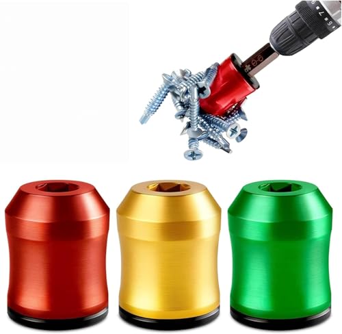 Strong Magnetic Screw Ring, 3PCS Removable Screwdriver Head Ring, 1/4 Inch/ 6.35 mm Universal Magnetic Screwdriver Drill Bit Holder for Hex Screw driver and Power Bits