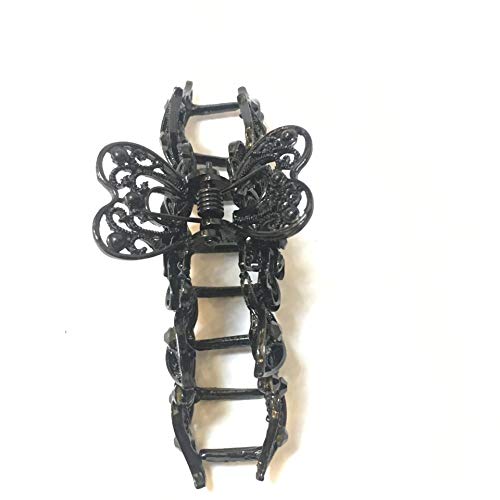 Pinza para el cabello Fodattm Lady Women Negro Retro con flores, clip para el cabello vintage con pedrería, aleación, tamaño grande, para cabello grueso miniatura 5