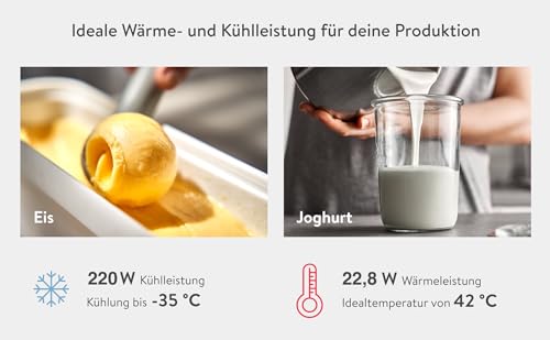SPRINGLANE Eismaschine & Joghurtbereiter Elisa 2,0 L mit selbstkühlendem Kompressor 220 W, aus Edelstahl mit Kühl- und Heizfunktion, inkl. Rezeptheft (Elisa Anthrazit + 4 Eisbehälter Mini Mint) – Bild 5