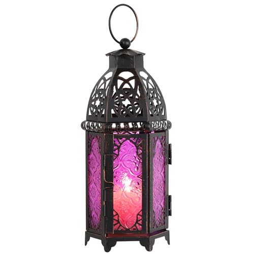 NEEDOMO Halloween Decorations,11'' Moroccan Lanterns Decorative Indoor & Outdoor, Vintage Christmas Candle Holder, Metal Lanterns Decorative, Table, Patio, Porch, Shelf, Christmas Spring Home Decor