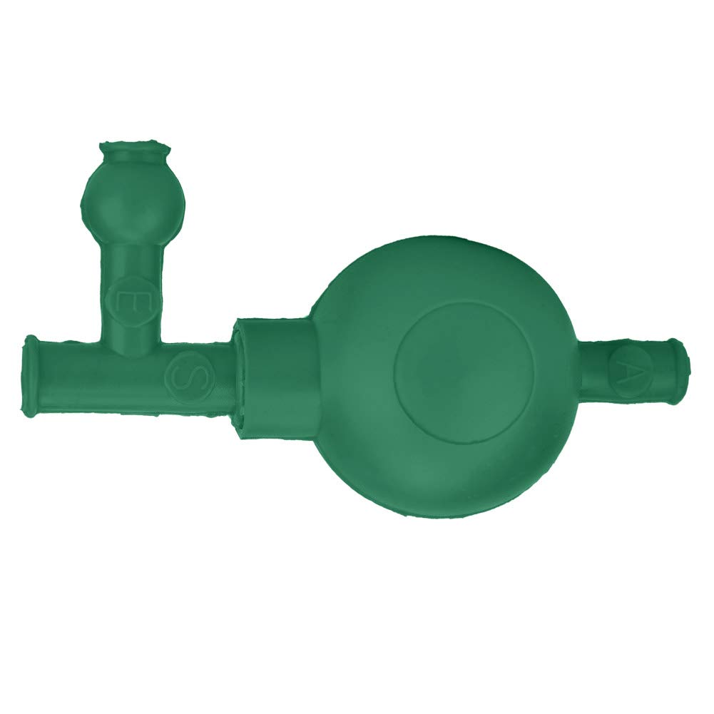 Wakects Gummi-Saugkolben Pipettenfüller Pipettenpumpe 3 Ventile Naturkautschuk Korrosionsbeständig Große Saugkraft Sicher Quantitativ mit 3 Ventilen für Laborgebrauch (GREEN)