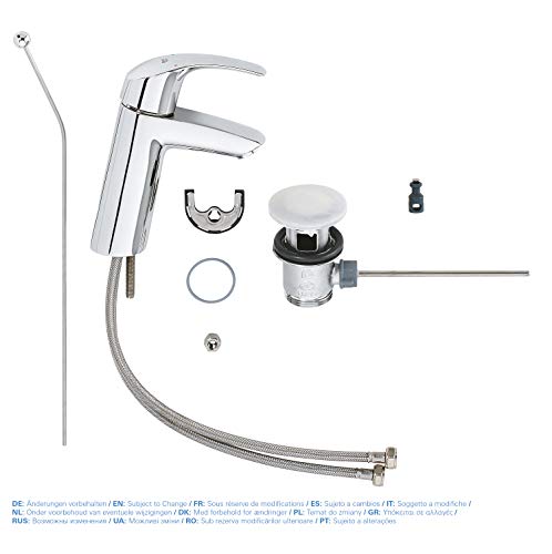GROHE Eurosmart - Badarmatur Einhand- Waschtischarmatur (M- Auslauf, mit Zugstangen- Auslaufgarnitur) , chrom, 23322001 - Image 6