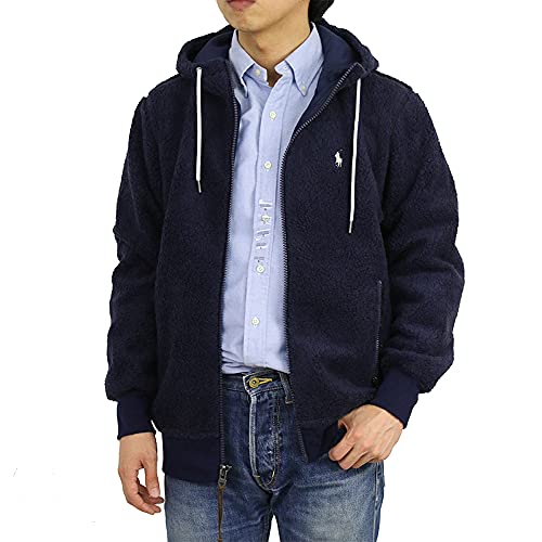 [POLO RALPH LAUREN] (ポロ ラルフローレン) メンズ フリース ジップアップパーカー ジャケット レトロパイル 無地 ワンポイント 0101821 Sサイズ NAVY [並行輸入品]