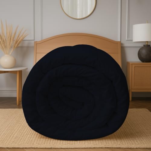 Image of Earthlycozy 500 GSM Premium Comforter - All-Season Down-Alternative, Lightweight, Breathable, Hypoallergenic and Machine Washable (Black, Single)