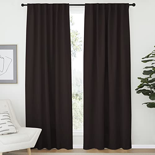 NICETOWN Blackout Curtain Panels for Living Room - (Toffee Brown Color) 29x30 inch, 2 Panels Set, Room Darkening Blackout Drapes for Window Toffee Brown 29"W x 30"L (Pack of 2)