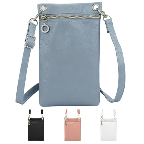 ZHITENG Bolso Movil Mujer, Bandolera Pequeña Mujer para Movil Piel PU, Bolsa de Teléfono con Se Puede Separar Los Hombros, Bolsitos para Moviles Elegante, para Compras, Citas, Paseos (Azul)