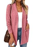 LILLUSORY Cardigan Sweaters for Women Lightweight Open Front Cardigans Casual Loose 2026 Spring Outfits with Pockets Red XL