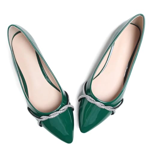 Image of TN TANGNEST Womens Casual Flats Chain Ballet Flats | Fashion Pointed Toe Rhinestone Flats, Comfort Slip On Dress Shoes for Business Work Office Wedding Party