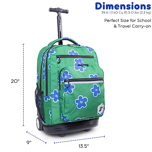 Image of J World Sundance Laptop Rolling Backpack for Girls Boys. Roller Bookbag with Wheels, 20 Inch, Picnic