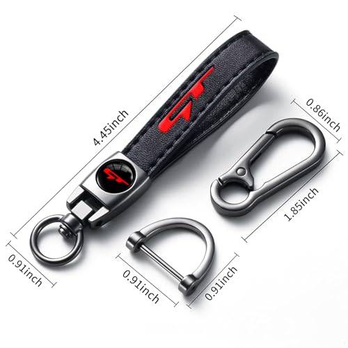 Image of GT Keychain for Kia K3 Forte Cerato 2021-2024, Black Leather & Metal Car Key Fob Holder, Red GT Logo Car Keychain Accessories