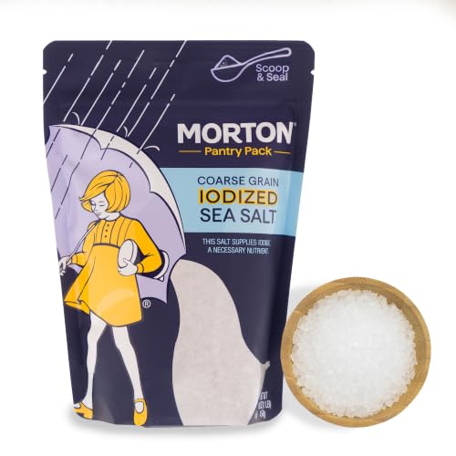 Morton Salt Iodized Sea Salt, Coarse, 1 lb. Resealable Pouch