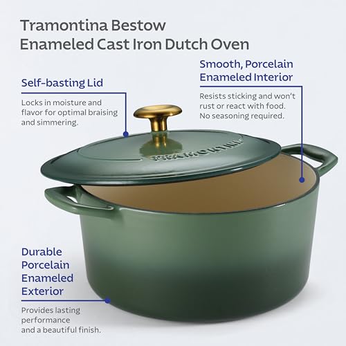 Image of Tramontina Bestow Enameled Cast Iron 5.5-Qt Round Dutch Oven Pot with Lid