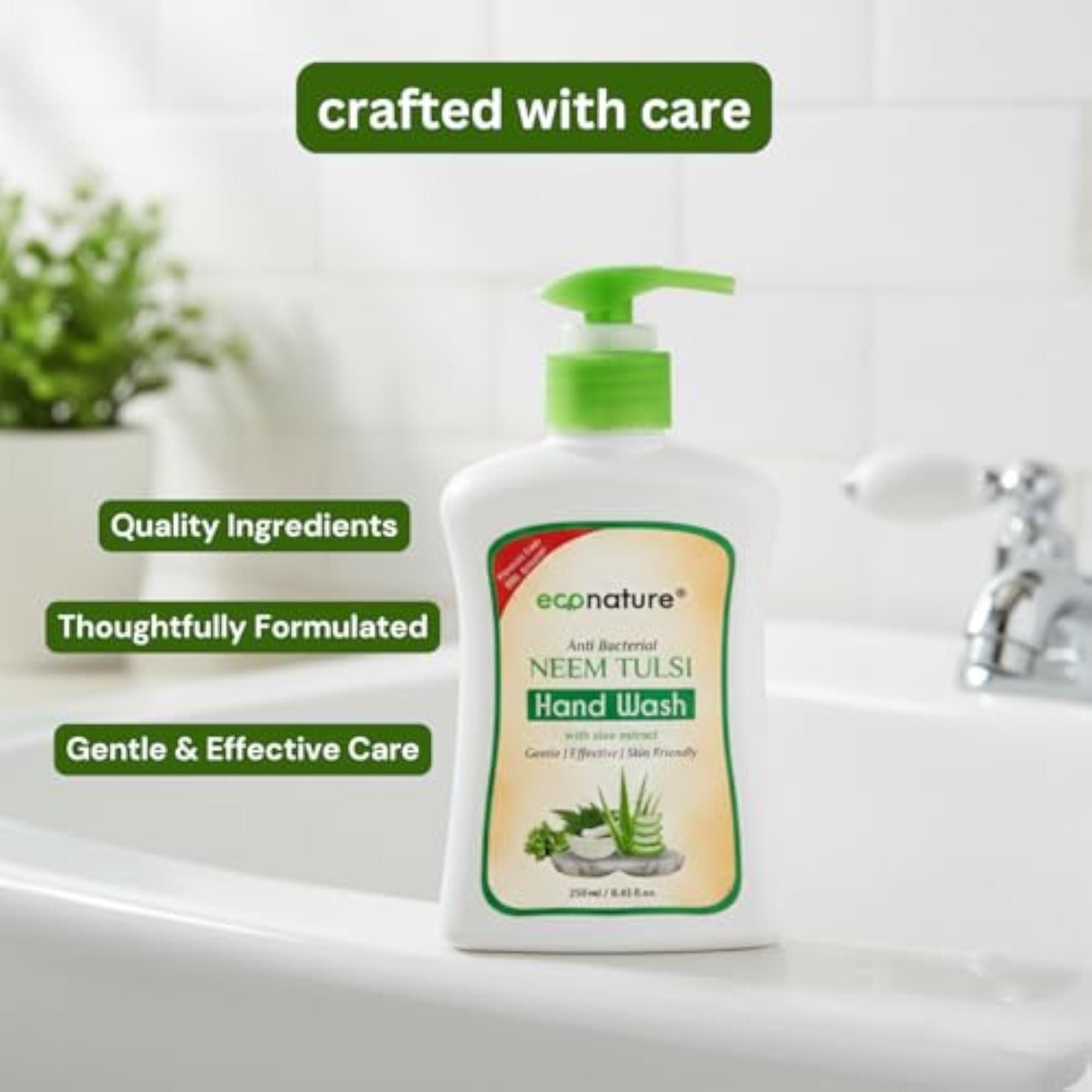 Econature Neem Tulsi Hand Wash with Aloe Extract, Pack of 2