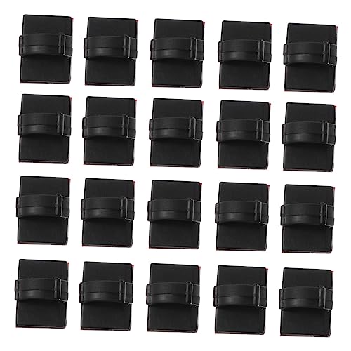 Clips adhesivos para cables 100 pcs en plástico negro | Almohadillas adhesivas fuertes, sin necesidad de perforar, plástico resistente a la corrosión, buen aislamiento, accesorio para gestión de cables miniatura 1