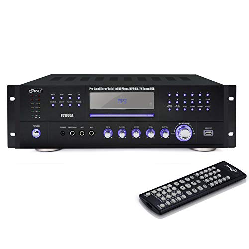 4 Channel Pre Amplifier Receiver-1000 Watt Compact Rack Mount Home Theater Stereo Surround