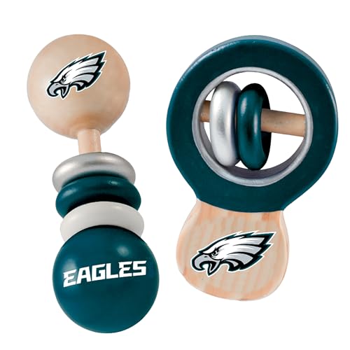 Image of BabyFanatic Wood Rattle 2 Pack - NFL Green Bay Packers - Officially Licensed Baby Toy Set