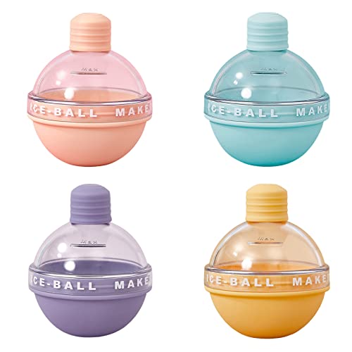MANMAOHE 4 moldes de bola de hielo de silicona grande para botella de bebidas en forma de bola de hielo para cócteles whiskies té reutilizable bola de hielo formas de cubo de bola de hielo anterior Cover