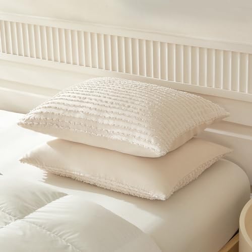 Warmdern Beige Pillow Covers Queen Standard Pillow Cases Soft Microfiber Pillow Cases Set Of 2 Boho Textured Pillowcase With Envelope Closure thumb #4