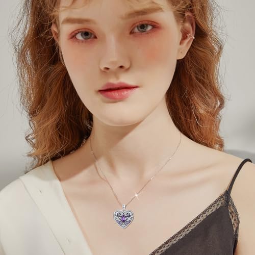 Natural Gemstone Heart Locket Necklace for Women 925 Sterling Silver Locket Necklace That Holds Pictures Photo Custom Lockets Jewelry Personalized Genuine Amethyst Locket Gifts4