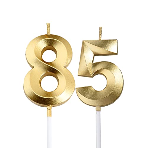 Gold 85th & 58th Birthday Candles Gold Number 85 58 Cake Topper for Birthday Decorations Party Decoration