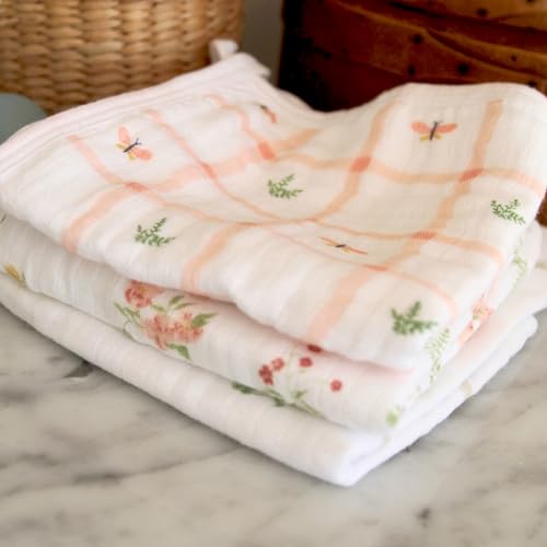 Image of aden + anais Essentials Washcloth 3-Pack, Super Soft 100% Cotton Muslin, Gentle on Skin, 3 Absorbent 11x11 Layers, Softer with Every Use, Perfect for Babies, Infants, Toddlers, Country Floral