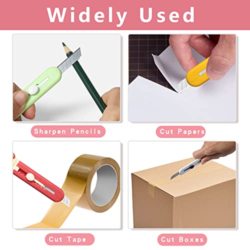 Image of 6 Pack Box Cutter Retractable, Sharp Utility Knife Retractable, Cute Box Cutters for Office, Home, Arts Crafts, Cartons, Cardboard, Paper