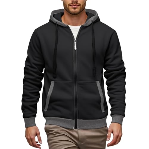 Ymosrh Men's Casual Hooded Sweatshirts Long Sleeve Zip Up Hoodie Pullover Athletic Gym Workout Hoodies, M-3XL