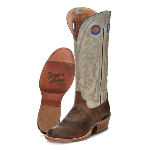 Tony Lama Henley Buckaroo Western Boots for Men – 15” Hand-Distressed Cowhide Leather, Round Toe, Stout - 12 EE
