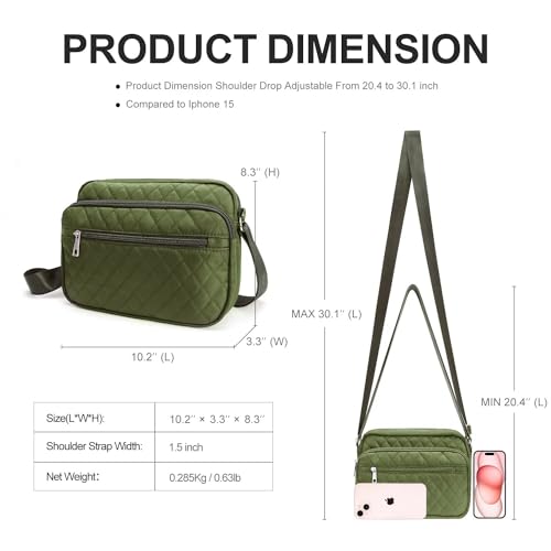 Image of Nylon Crossbody Bags for Women Trendy Quilted Cross Body Purse Medium Crossbody Purses Fashion Ladies Messenger Shoulder Bag