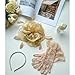 Fascinators Hat With Lace Gloves Veil Feather Fascinator Tea Party Bridal Wedding Veil Pillbox Hat(E-gold hat&gloves)